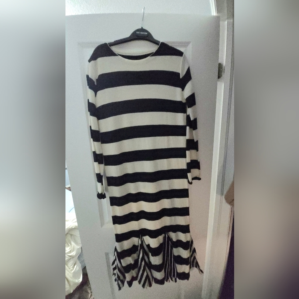 Striped Black and White Knit Dress